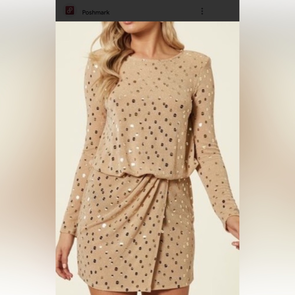 Flounce London golden mini dress size 4
